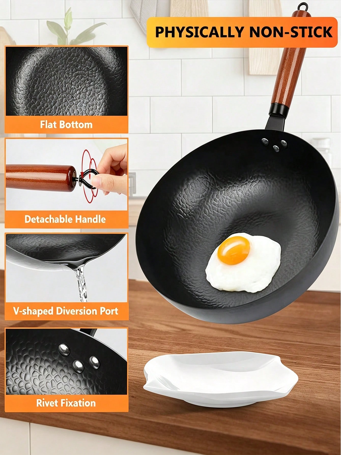 Wok Electric Flat - Patelnia wok o średnicy 13 cali,