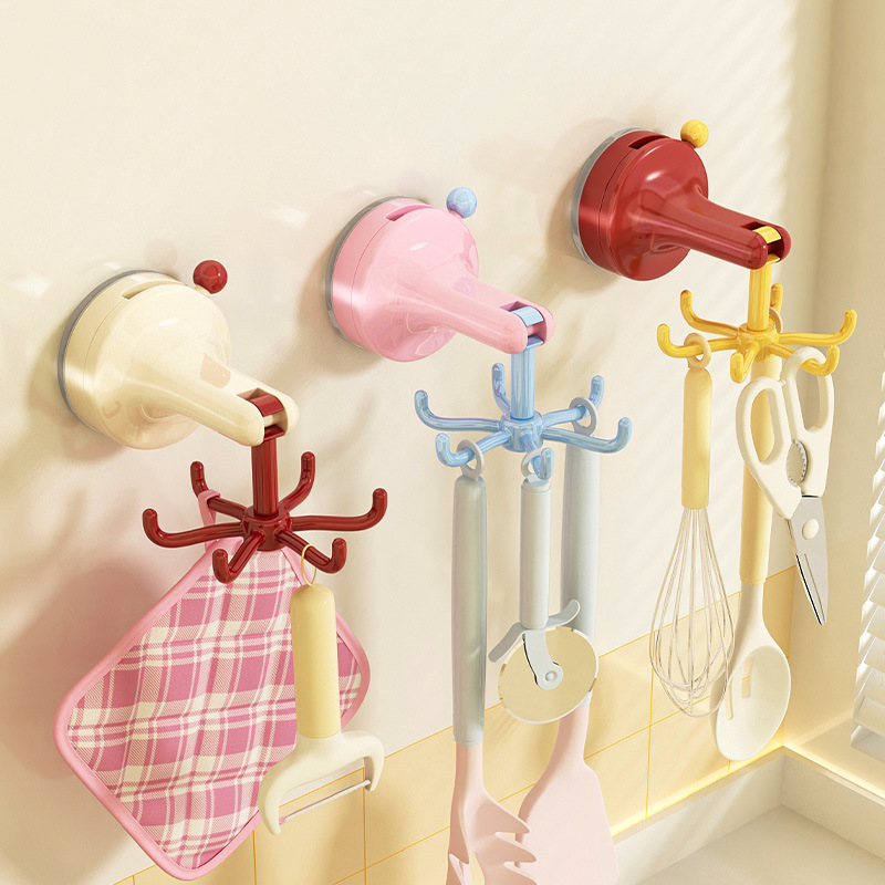 Kitchen Appliances Cabinet - Przyssawkowy obrotowy haczyk kuchenny bez wiercenia,