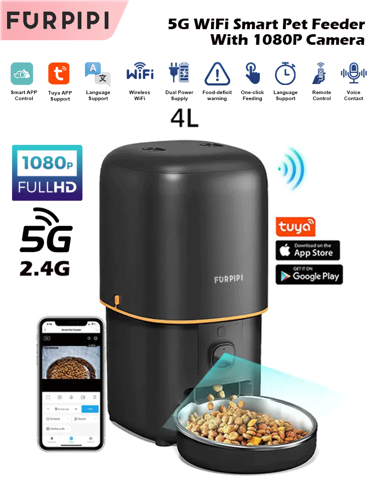 Kitchen Appliances Video - Automatyczna karmnik dla kotów z kamerą,